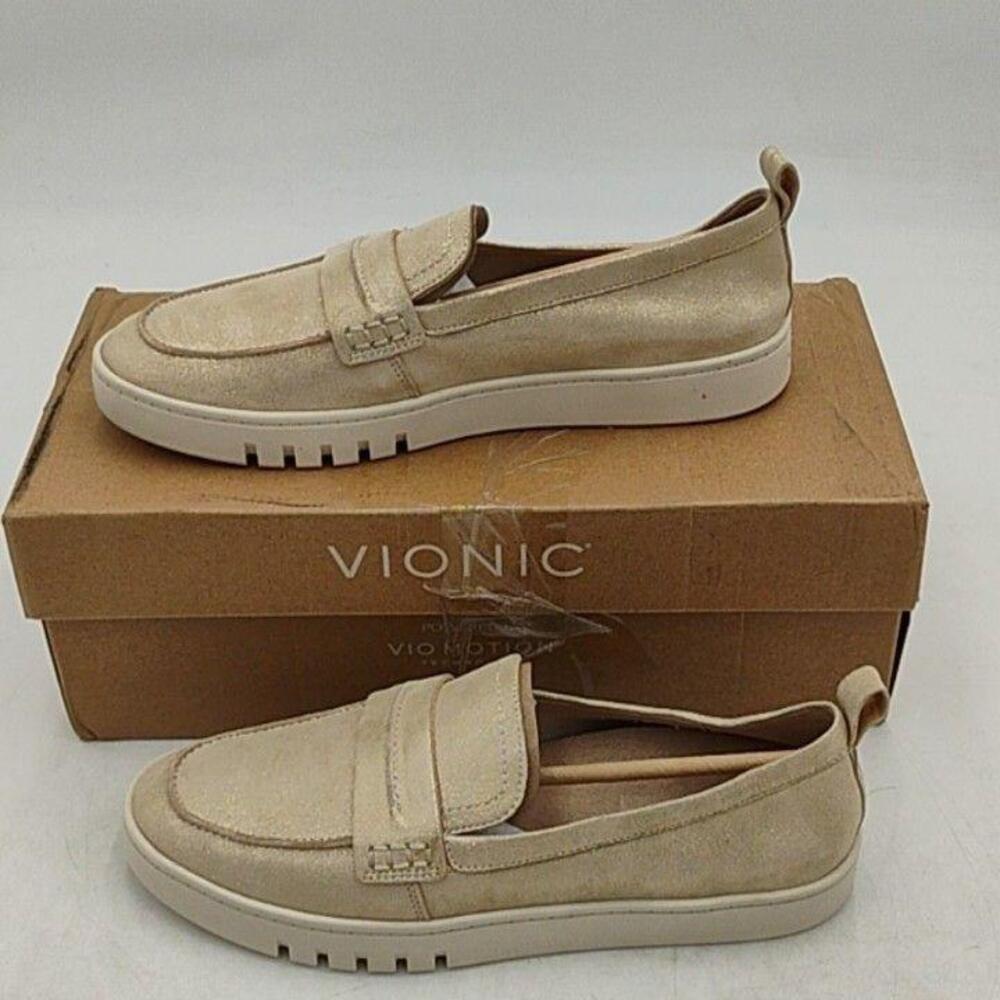 Vionic Loafer Shoes Womens Light Gold Slip On Comfort Arch Support Size 9.5